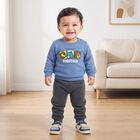 Infants Blue Crew Neck Graphic Print Sweatshirt, Mid Blue, small
