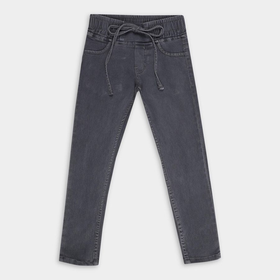Girls' Charcoal Grey Skinny Fit Pull-Up Jeans, गहरा ग्रे, large image number null