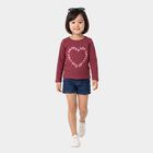 Girls' Purple Round Neck Regular Top, Purple, small