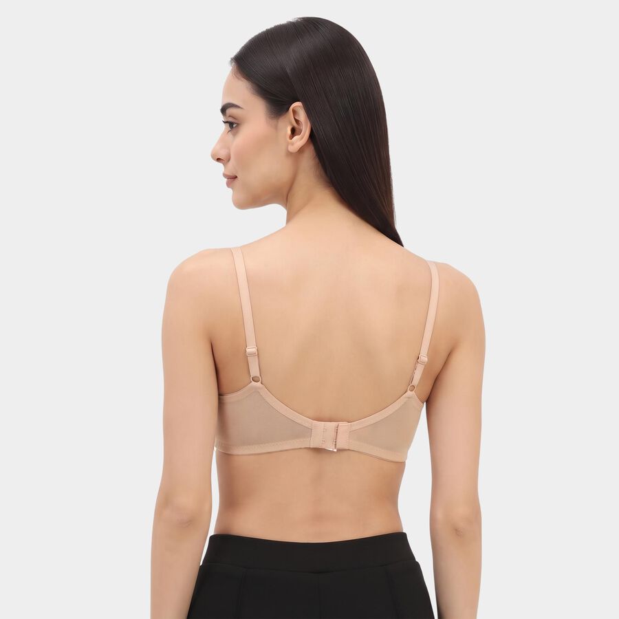 Women's Beige Wire-Free T-Shirt Bra, गहरा पीला, large