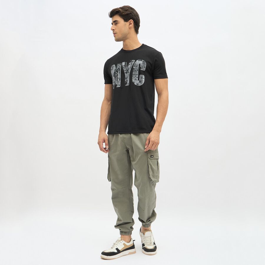 Men's Muted Sage Green Slim Fit Cargo Joggers, Light Green, large image number null