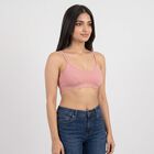 Women's Pink Cotton Blend Scoop Neck Bralette Bra, Light Pink, small