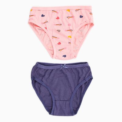 Girls' Solid Purple and Printed Pink Cotton Panties
