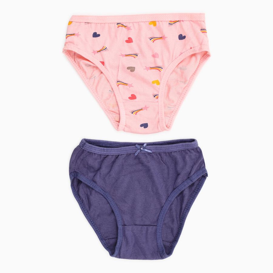 Girls' Solid Purple and Printed Pink Cotton Panties, गहरा ग्रे, large image number null