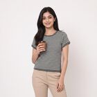 Women Grey Round Neck Regular T-Shirt, Melange Mid Grey, small