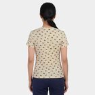 Ladies' Round Neck T-Shirt, Beige, small