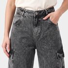 Women's Dark Grey Straight Fit Cotton Jeans, Dark Grey, small