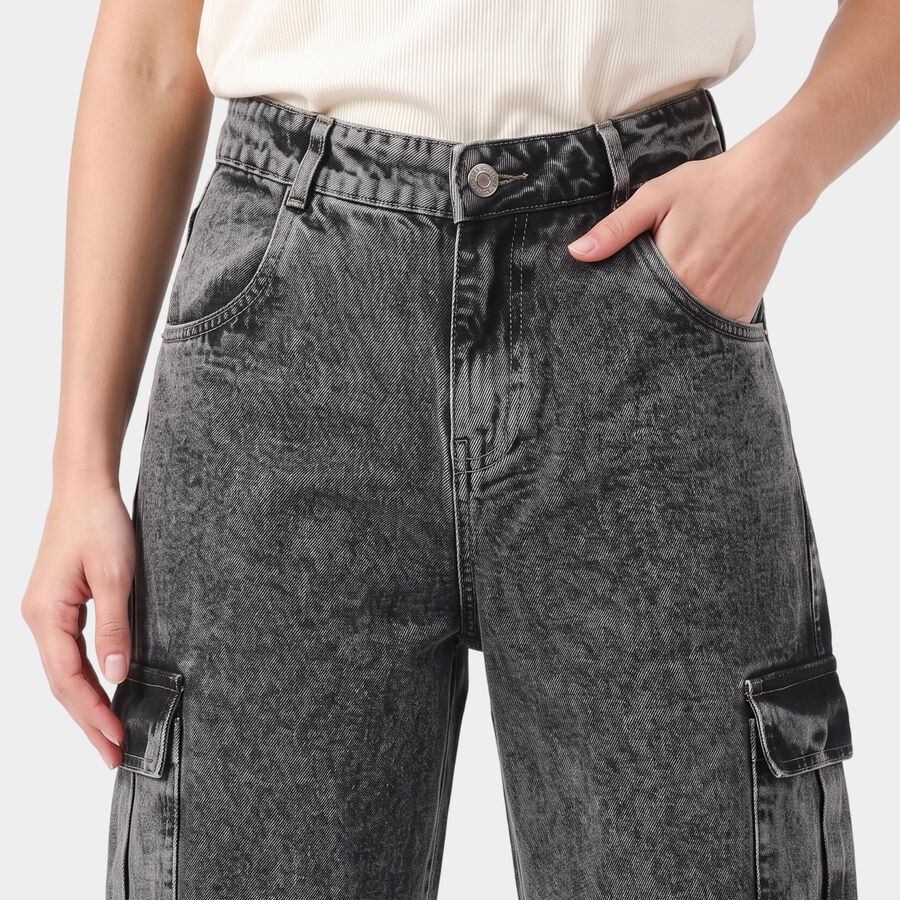 Women's Dark Grey Straight Fit Cotton Jeans, Dark Grey, large