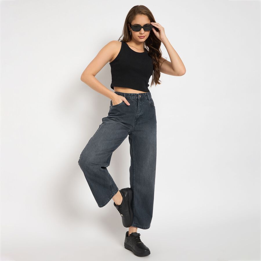 Ladies' 100% Cotton Jeans, Light Grey, large image number null