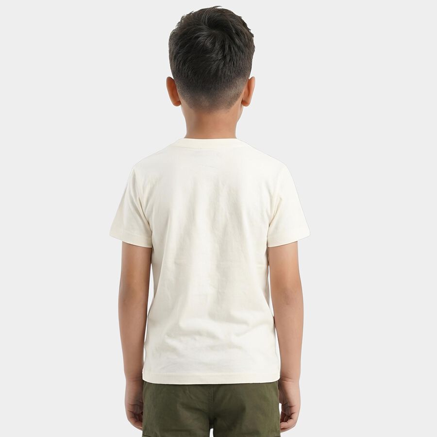 Boys' Half Sleeves T-Shirt, ऑफ व्हाइट, large