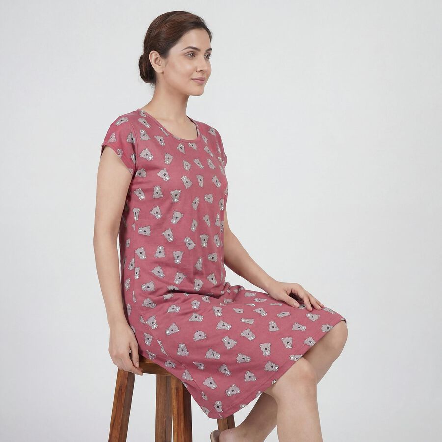 Women's Lilac V-Neck Lace Trim Nighty, Lilac, large