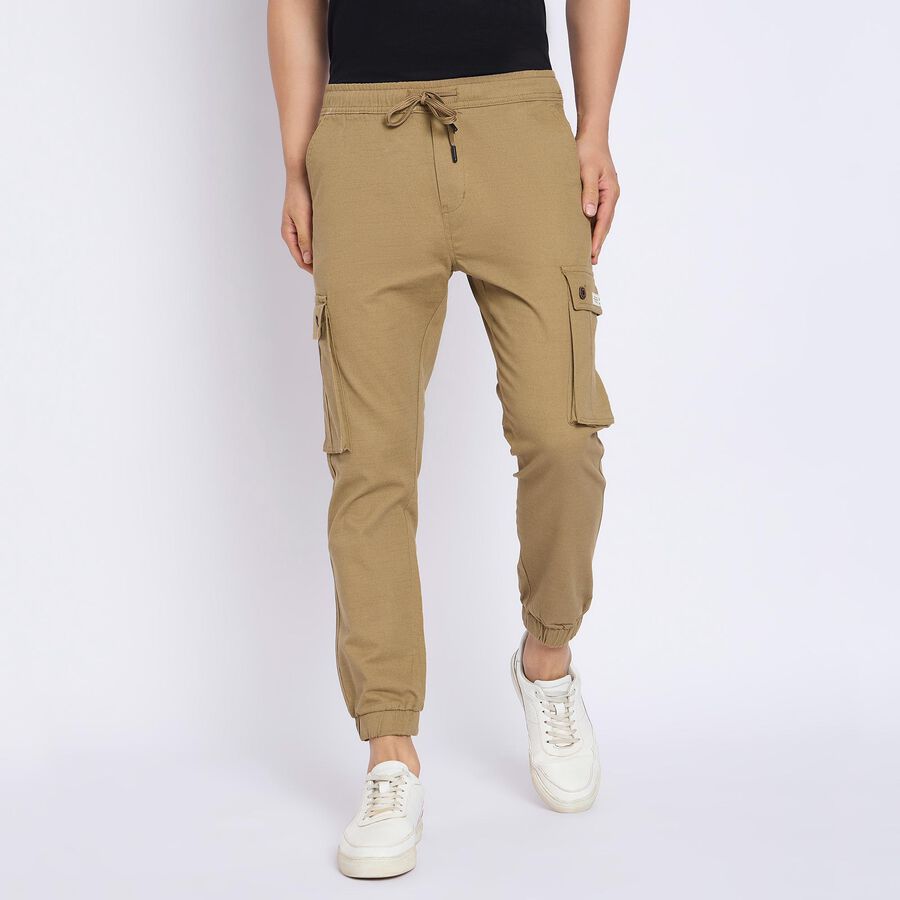 Men's Slim Fit Casual Trousers , Beige, large