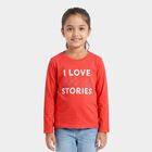 Girls' Coral Round Neck Regular Top, Coral, small
