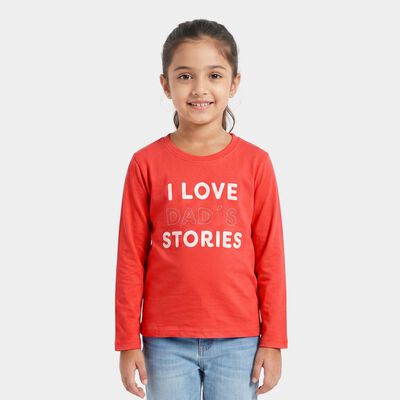 Girls' Coral Round Neck Regular Top