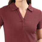 Women's Deep Wine Polo Collar Classic Polo T-Shirt, वाइन, small