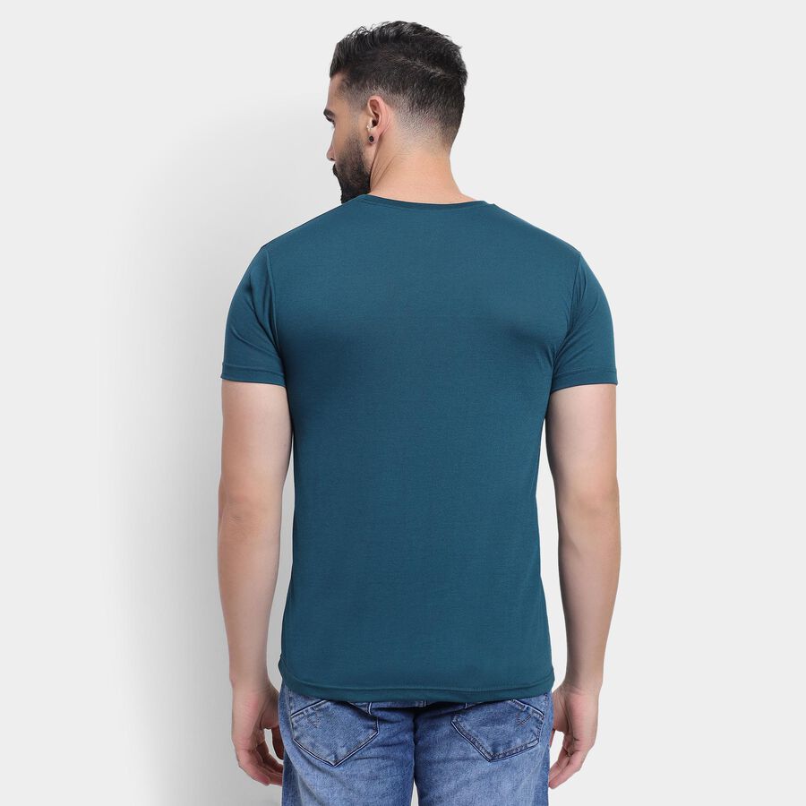 Men's Round Neck Half Sleeves T-Shirt , Teal Blue, large image number null