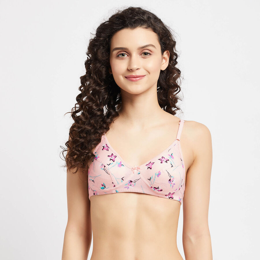 Printed Non-Padded Basic Bra, Peach, large image number null