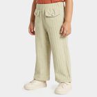 Girls' Mint Green Wide Leg Textured Trousers, हल्का हरा, small