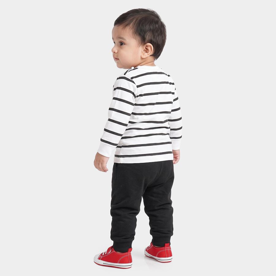 Infants' Charcoal 100% Cotton Round Neck Graphic Print Baba Suit, Charcoal, large