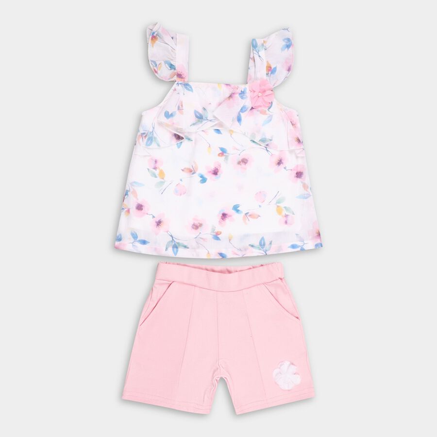 Girl's Short Set, White, large image number null
