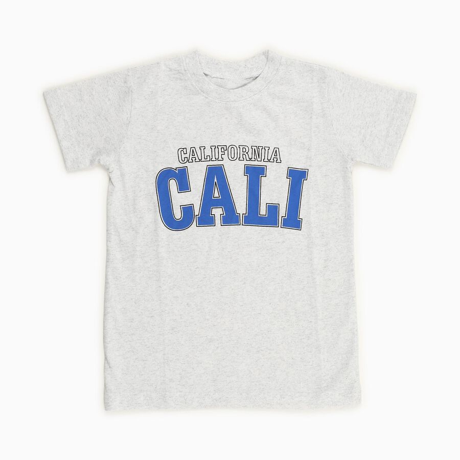 Boys Light Grey Crew Neck Casual T-Shirt, Ecru Melange, large image number null