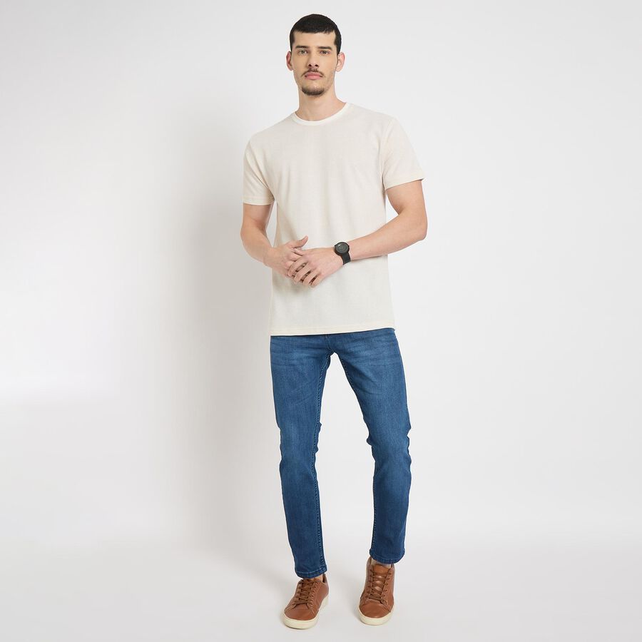 Men's Round Neck Half Sleeves T-Shirt , गहरा पीला, large