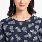 Cotton Printed Top, Navy Blue, small image number null