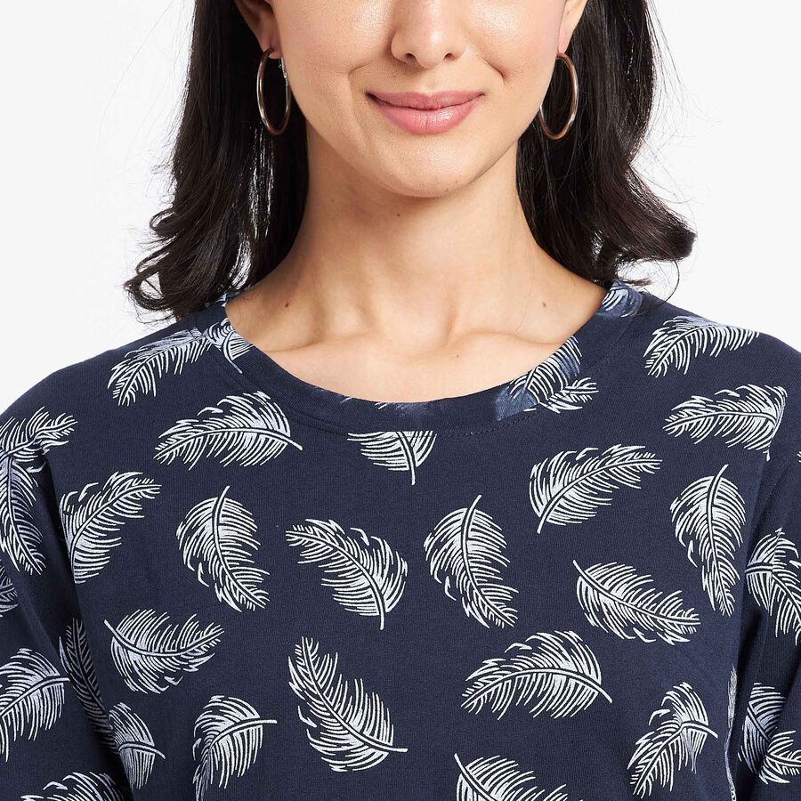 Cotton Printed Top, Navy Blue, large image number null