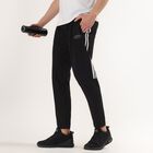 Men's Black Regular Fit Side-Striped Track Pants, Black, small
