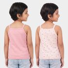 Girls Pink Cotton Square Neck Sleeveless Vest, हल्का गुलाबी, small