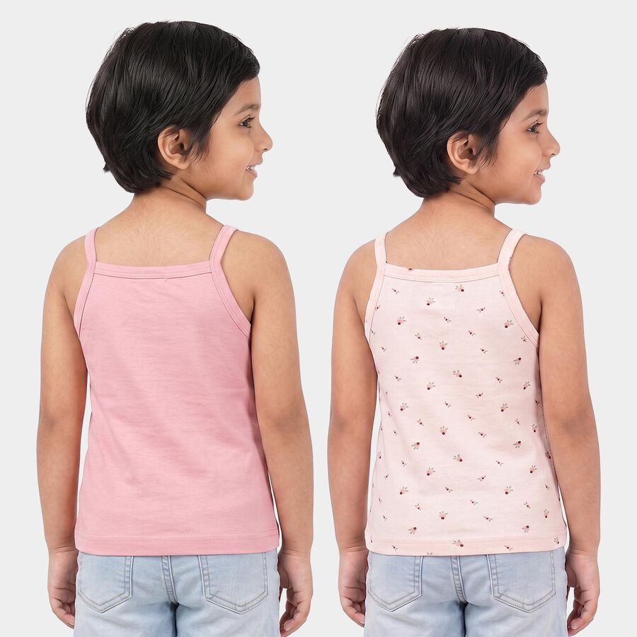 Girls Pink Cotton Square Neck Sleeveless Vest, हल्का गुलाबी, large