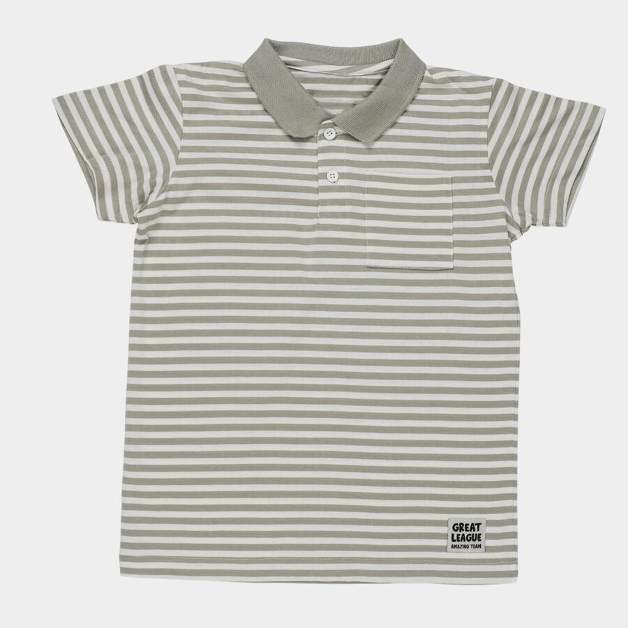 Boys Light Green Round Neck Casual Half Sleeve T-Shirt, हल्का हरा, large