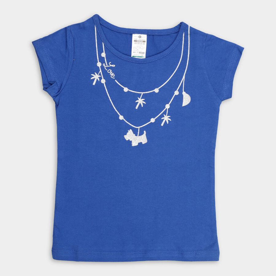 Girls' 100% Cotton T-Shirt , Mid Blue, large image number null