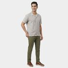 Men's Beige Spread Collar Casual Shirt, Beige, small