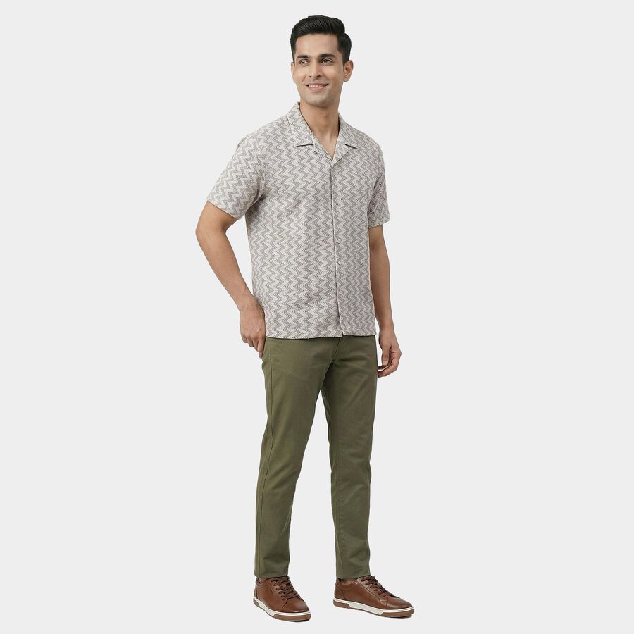 Men's Beige Spread Collar Casual Shirt, Beige, large