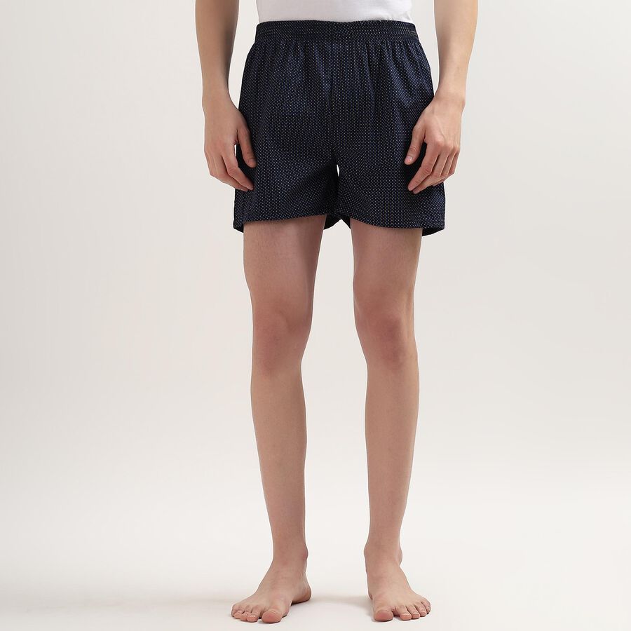 Men's 100% Cotton Boxers, Navy Blue, large
