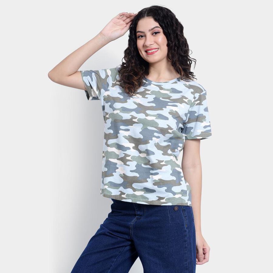 Cotton Round Neck T-Shirt, Light Green, large image number null