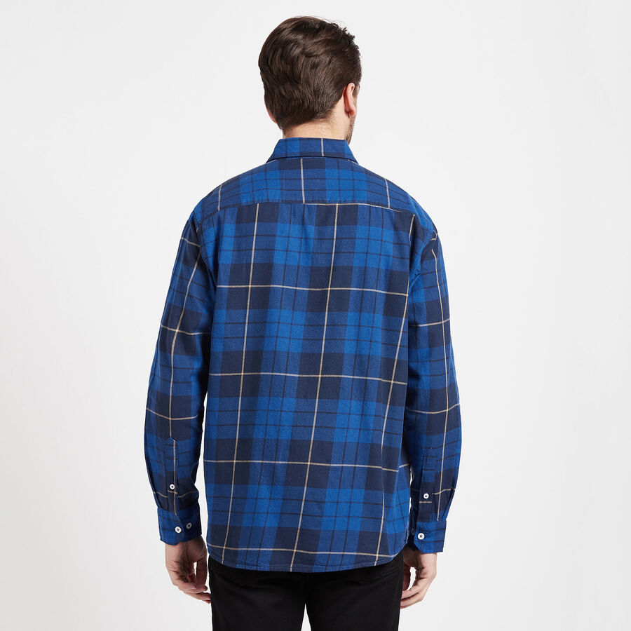 Cotton Checks Casual Shirt, Dark Blue, large image number null