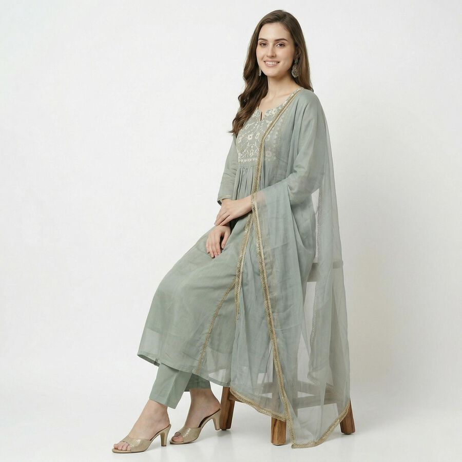 Women's Light Blue Ethnic Set, हल्का नीला, large