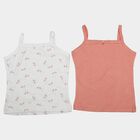 Girls Pink Cotton Sleeveless Straight Neck Vest, गुलाबी, small