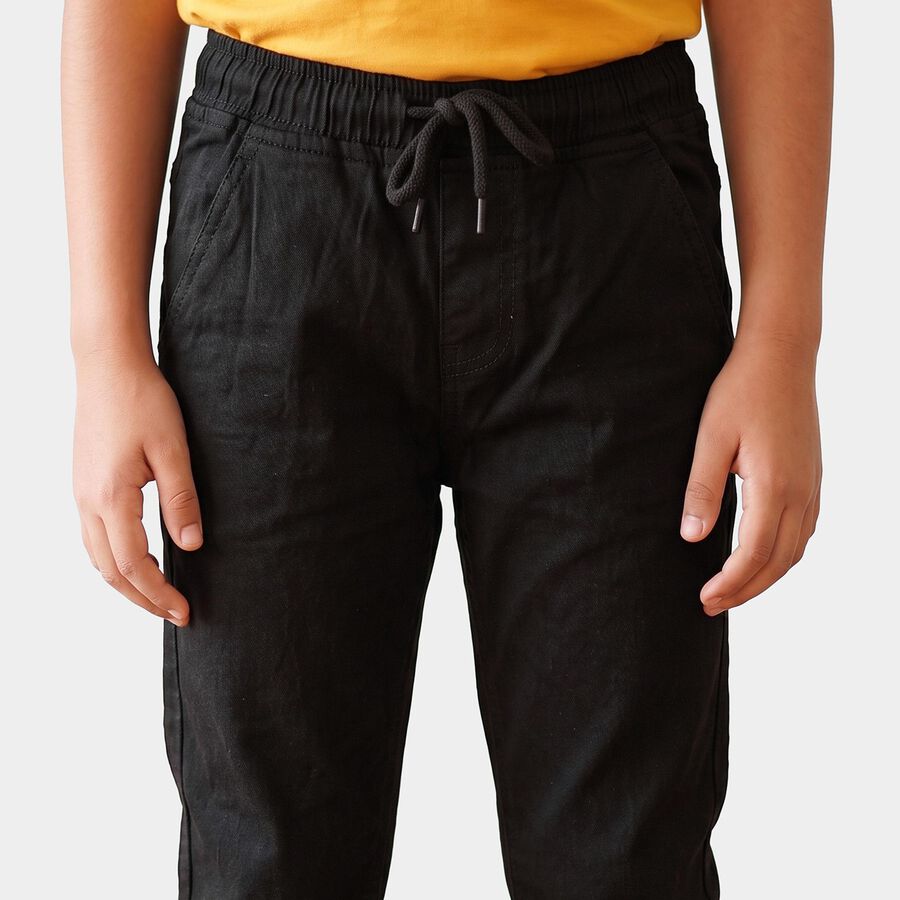 Boys' Black Drawstring Jeans, काला, large