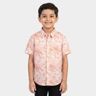 Boys Peach Cotton Half Sleeve Collar Casual Shirt, Peach, small