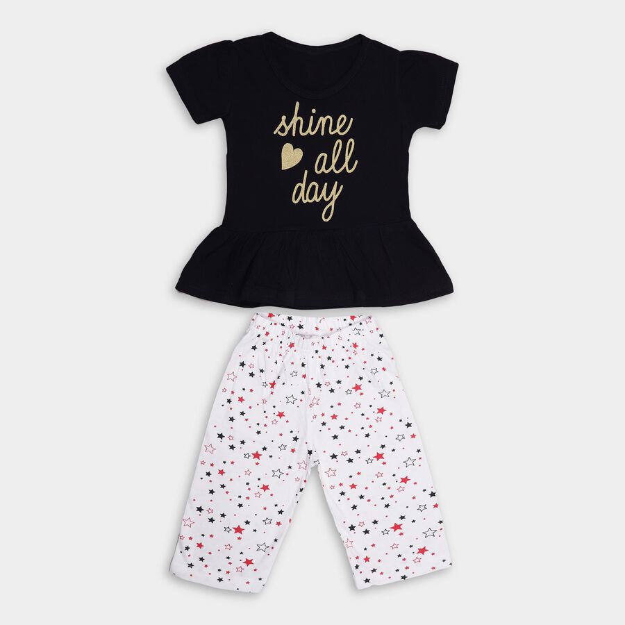 Girls' 100% Cotton Capri Set , नेवी ब्लू, large image number null