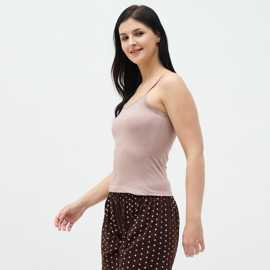 Women's Brown Cotton Scoop Neck Minimalist Slip, Brown, large