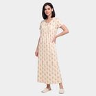 Women's Off White Round Neck Maxi Nighty, ऑफ व्हाइट, small