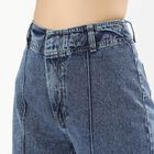 Women's Stonewashed Blue Wide-Leg High-Rise Jeans, मध्यम नीला, small image number null