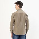 Men's Muted Olive Green Classic Collar Casual Shirt, Olive, small