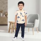 Boys Cream Cotton Collar Casual Shirt, Off White, small