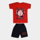 Boys' 100% Cotton Knit Baba Suit, लाल, small image number null