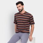 Men's Round Neck Half Sleeves T-Shirt , Brown, small